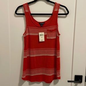 NEW with tags Lucky Brand deep orange/beige striped tank with pocket. Size XS.